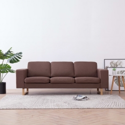 3-osobowa sofa tapicerowana tkaniną, brązowa