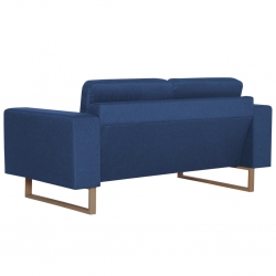 2-osobowa sofa tapicerowana tkaniną, niebieska