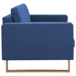 2-osobowa sofa tapicerowana tkaniną, niebieska