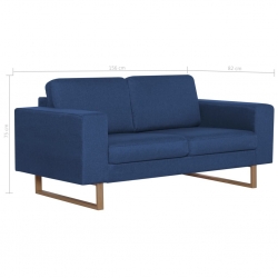 2-osobowa sofa tapicerowana tkaniną, niebieska