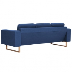3-osobowa sofa tapicerowana tkaniną, niebieska