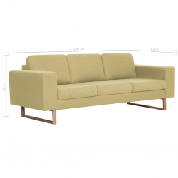 3-osobowa sofa tapicerowana tkaniną, zielona