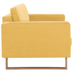 Sofa 3-osobowa, tapicerowana tkaniną, żółta