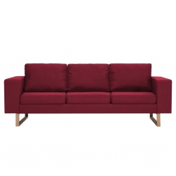 Sofa 3-osobowa, tapicerowana tkaniną, kolor czerwonego wina