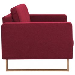 Sofa 3-osobowa, tapicerowana tkaniną, kolor czerwonego wina