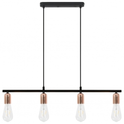 Żyrandol, żarówki żarnikowe, 2 W, czarno-miedziana, 80 cm, E27