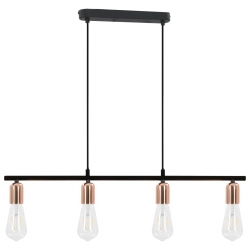 Żyrandol, żarówki żarnikowe, 2 W, czarno-miedziana, 80 cm, E27