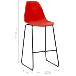 Krzesła barowe, 4 szt., czerwone, plastik