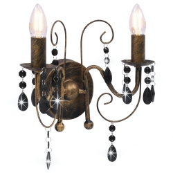 Lampa ścienna z koralikami, antyczna czerń, 2 żarówki E14