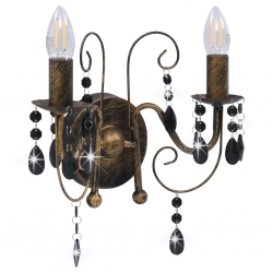 Lampa ścienna z koralikami, antyczna czerń, 2 żarówki E14