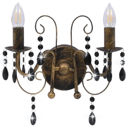 Lampa ścienna z koralikami, antyczna czerń, 2 żarówki E14