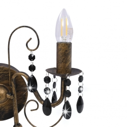 Lampa ścienna z koralikami, antyczna czerń, 2 żarówki E14