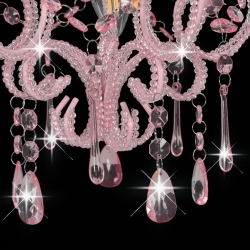 Lampa sufitowa z koralikami, różowa, okrągła, E14