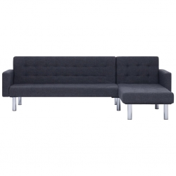 Sofa w kształcie litery L, ciemnoszara, poliester