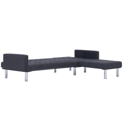 Sofa w kształcie litery L, ciemnoszara, poliester