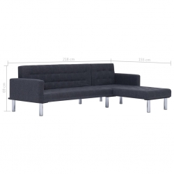 Sofa w kształcie litery L, ciemnoszara, poliester