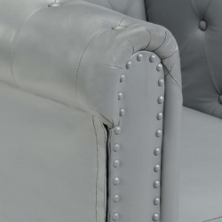 2-osobowa sofa Chesterfield, szara, skóra naturalna