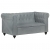 2-osobowa sofa Chesterfield, szara, skóra naturalna