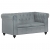 2-osobowa sofa Chesterfield, szara, skóra naturalna