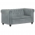 2-osobowa sofa Chesterfield, szara, skóra naturalna