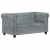2-osobowa sofa Chesterfield, szara, skóra naturalna