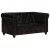 2-osobowa sofa Chesterfield, czarna, skóra naturalna