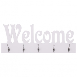 Wieszak ścienny na płaszcze WELCOME, biały, 74 x 29,5 cm
