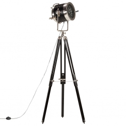 Lampa podłogowa na trójnogu, czarna, lite drewno mango, 171 cm