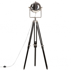 Lampa podłogowa na trójnogu, czarna, lite drewno mango, 171 cm