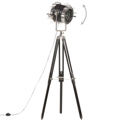 Lampa podłogowa na trójnogu, czarna, lite drewno mango, 171 cm