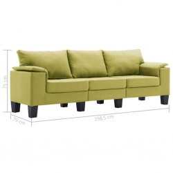3-osobowa sofa, zielona, tapicerowana tkaniną