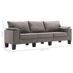 3-osobowa sofa, taupe, tapicerowana tkaniną