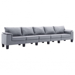 5-osobowa sofa, jasnoszara, tapicerowana tkaniną