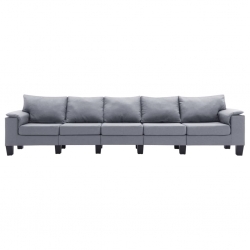 5-osobowa sofa, jasnoszara, tapicerowana tkaniną