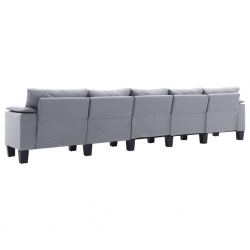 5-osobowa sofa, jasnoszara, tapicerowana tkaniną