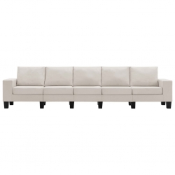 5-osobowa sofa, kremowa, tapicerowana tkaniną