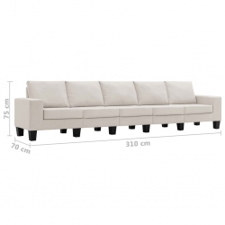 5-osobowa sofa, kremowa, tapicerowana tkaniną