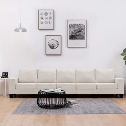 5-osobowa sofa, kremowa, tapicerowana tkaniną