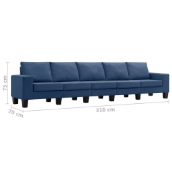 5-osobowa sofa, niebieska, tapicerowana tkaniną