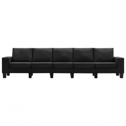 5-osobowa sofa, czarna, tapicerowana tkaniną