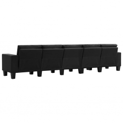 5-osobowa sofa, czarna, tapicerowana tkaniną