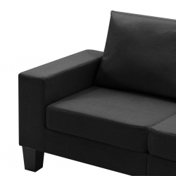 5-osobowa sofa, czarna, tapicerowana tkaniną