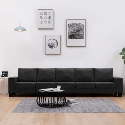 5-osobowa sofa, czarna, tapicerowana tkaniną