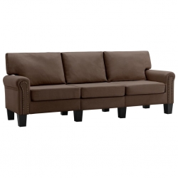 3-osobowa sofa, brązowa, tapicerowana tkaniną