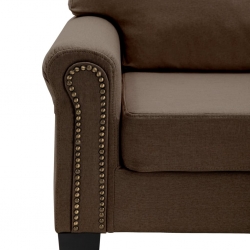 3-osobowa sofa, brązowa, tapicerowana tkaniną