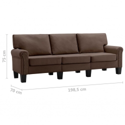 3-osobowa sofa, brązowa, tapicerowana tkaniną