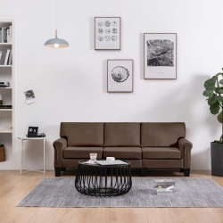3-osobowa sofa, brązowa, tapicerowana tkaniną