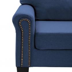 4-osobowa sofa, niebieska, tapicerowana tkaniną