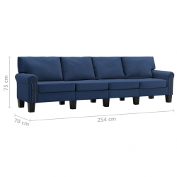 4-osobowa sofa, niebieska, tapicerowana tkaniną