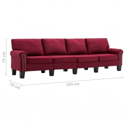 4-osobowa sofa, kolor czerwonego wina, tapicerowana tkaniną